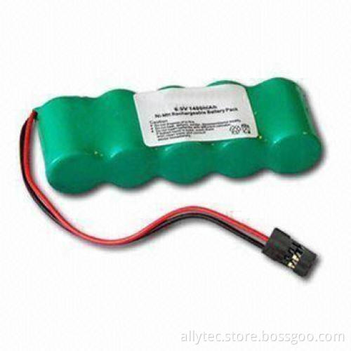 NiMH Battery Pack with Over-discharge Protection of 6V/1,400mAh and Flat Hitec Connector